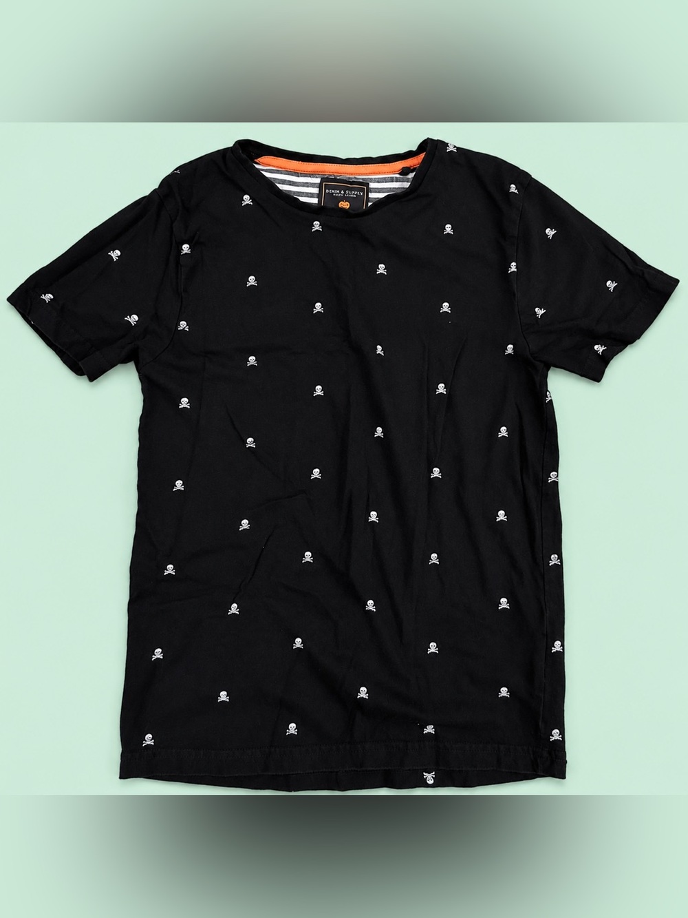 KIDS Denim & Flower Ricky Singh Black White Skull Short Sleeve T-Shirt - SIZE 9